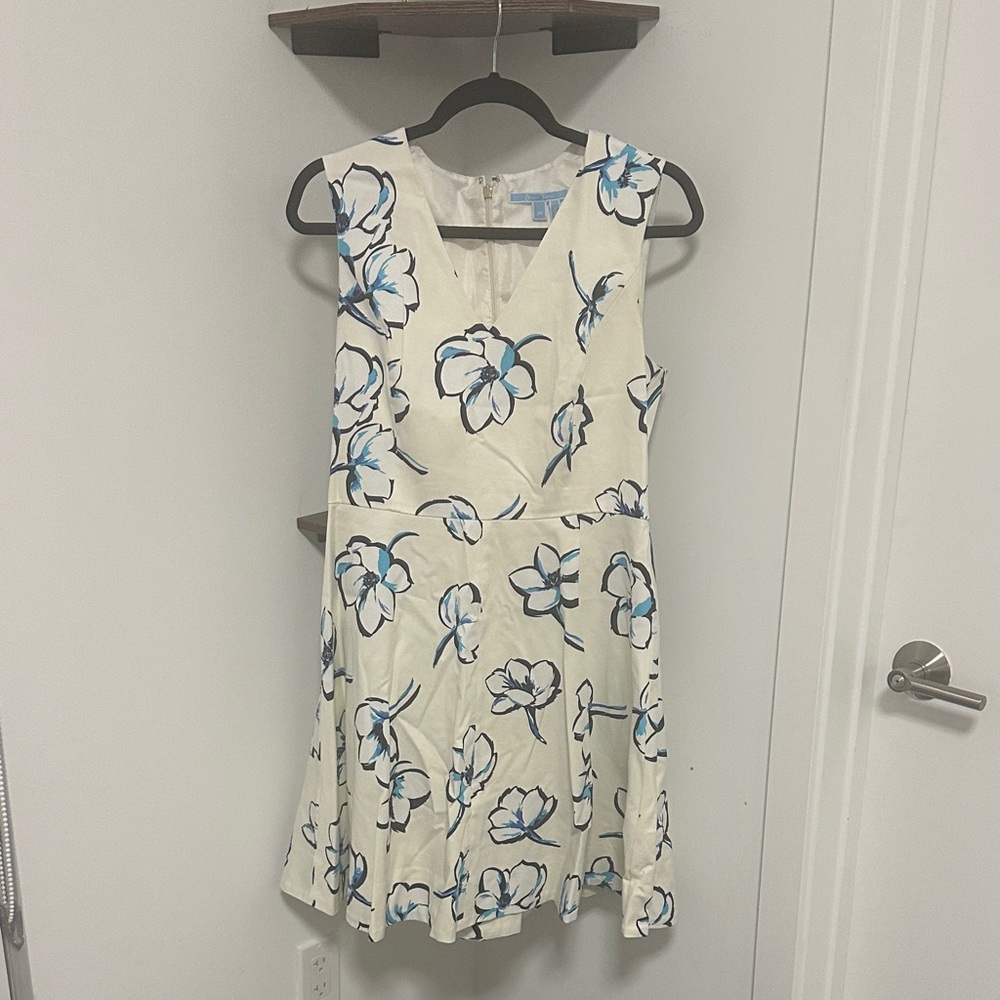 Draper James Cream and Blue Dress
